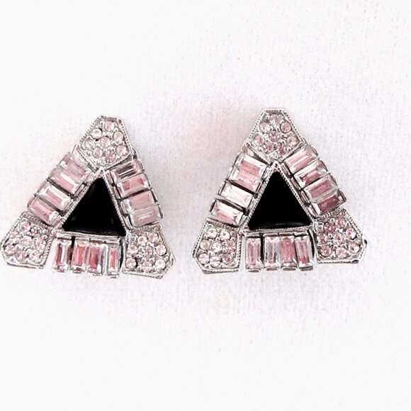 Vintage Art Deco Revival faux champagne pearl & rhinestone necklace & earrings - Picture 13 of 14